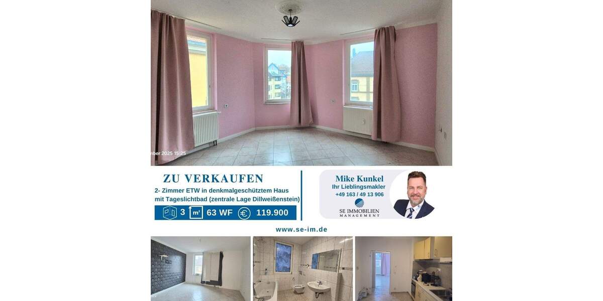 Etagenwohnung Pforzheim Dillweißenstein - 2 Zimmer, 63 m&sup2;, 119.900&euro; | Angebot:25748634